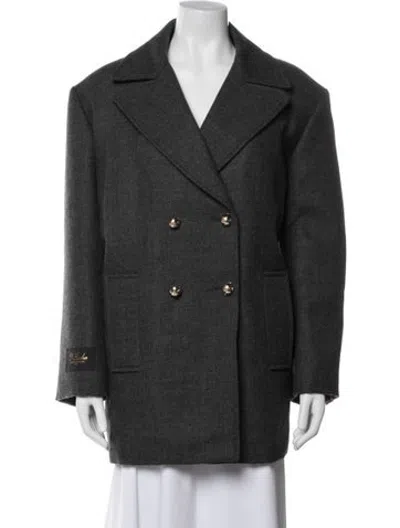 Pre-owned Sandro Wool Tweed Pattern Coat In Black