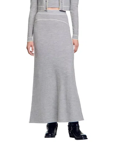 Sandro Wrap Knitted Skirt In Gray