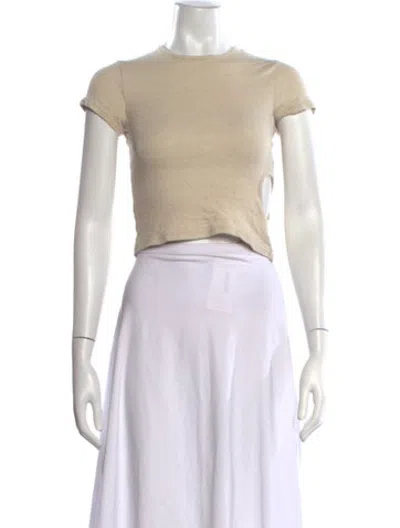 Pre-owned Sandy Liang Crew Neck Short Sleeve Crop Top In White