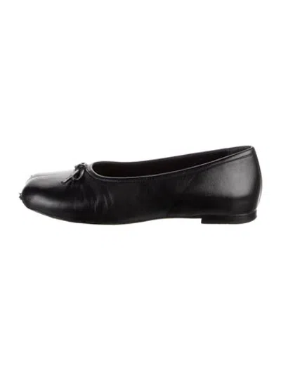 Pre-owned Sandy Liang Leather Ballet Flats In Black