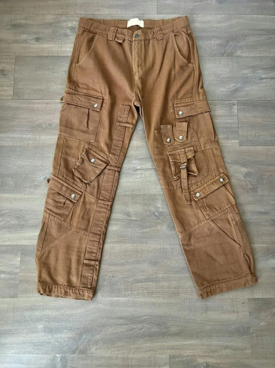 Pre-owned Sangiev Chocolate Reconstructed Flared Cargo Pants 36 Xl