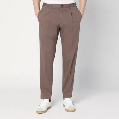 Santaniello Dove Grey Cotton Trousers In Beige