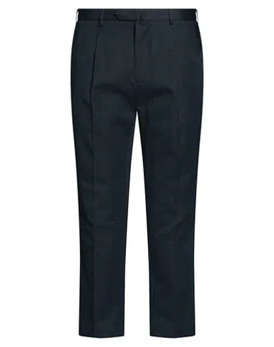 Santaniello Man Pants Navy Size 38 Cotton, Linen In Multi