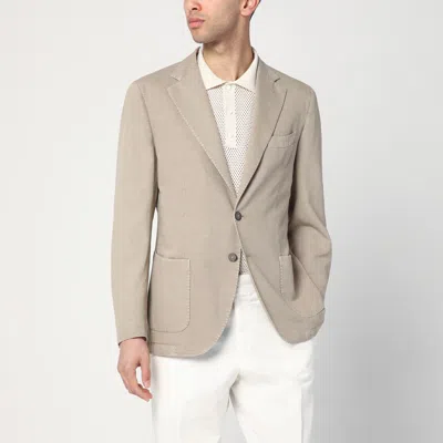 Santaniello Single-breasted Jacket In Dove Grey In Beige