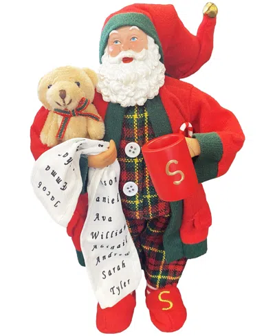 Santa's Workshop 12" Pj Checking His List Santa Claus In Red