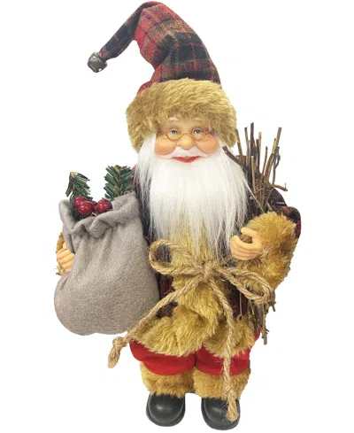 Santa's Workshop 13" Country Plaid Santa Claus In Red