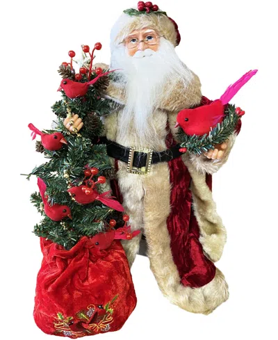 Santa's Workshop 15" Cardinals In A Tree Santa Claus In Red