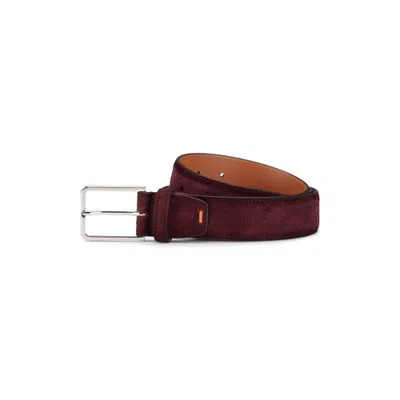 Santoni Burgundy Suede Adjustable Belt Mosto Red