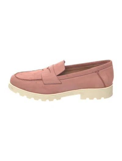 Pre-owned Santoni Suede Loafers In Pink
