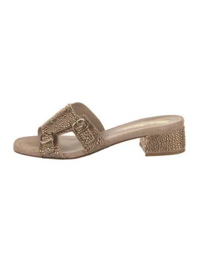Pre-owned Santoni Suede Slides In Neutrals