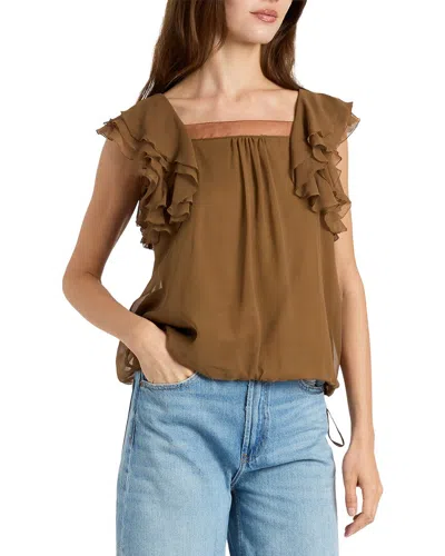 Santorelli Silk Chass Ruffle Blouse