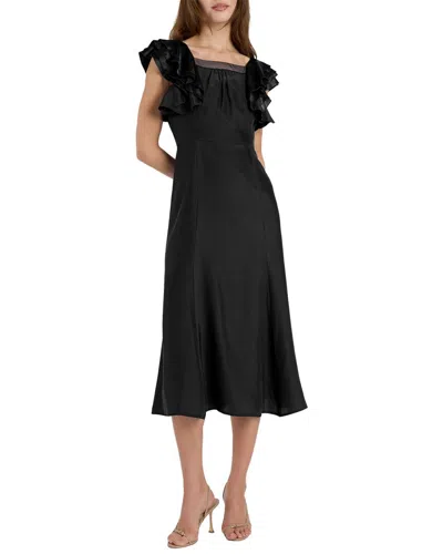Santorelli Silk Yeda Fit & Flare Dress In Black