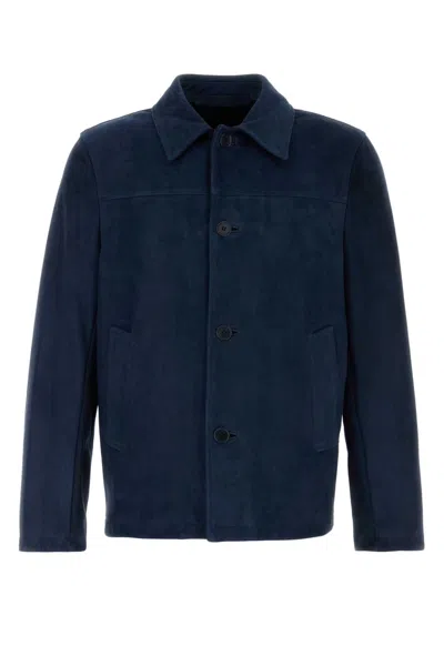 Santoro Men's Ovine Leather Suede Jacket In Blue