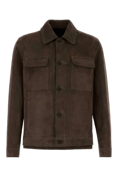 Santoro Suede Jacket For Men In Brown