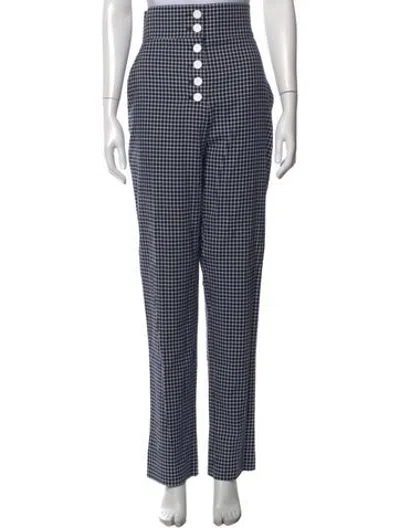Pre-owned Sara Battaglia Plaid Print Straight Leg Pants In Blue/white