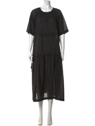 Pre-owned Sara Lanzi Crew Neck Long Dress In Black