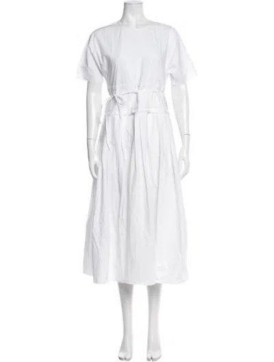 Pre-owned Sara Lanzi Crew Neck Long Dress In White