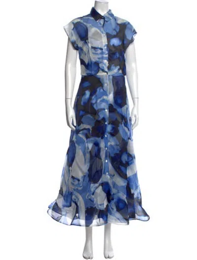Pre-owned Sara Roka Silk Long Dress In Blue