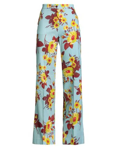Sara Roka Woman Pants Sky Blue Size 10 Cotton, Elastane