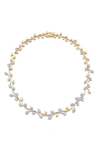 Sara Weinstock Lierre Pavé Diamond Pear Vine Necklace In Yellow Gold