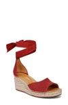 Sarto By Franco Sarto Casey Ankle Wrap Espadrille Platform Wedge Sandal In Red