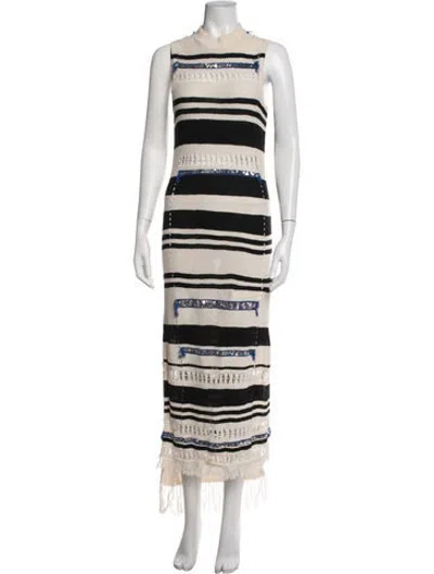 Pre-owned Sass & Bide Striped Long Dress In Neutrals