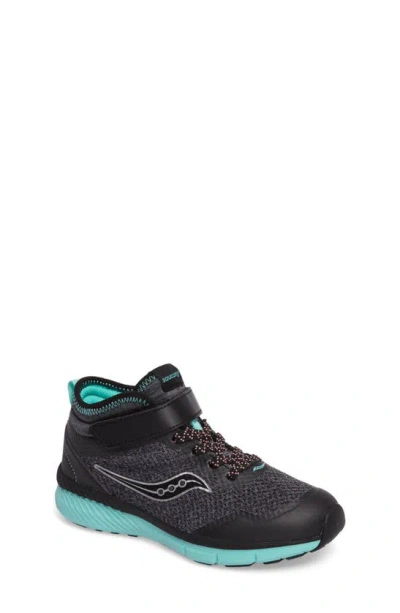 Saucony Kids' Ideal Sneaker In Black/ Turquoise