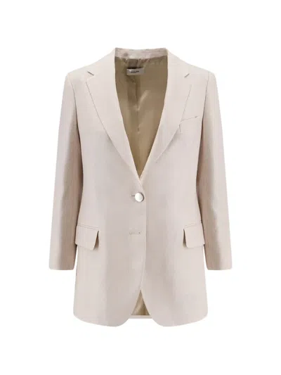 Saulina Antonia Silk Blazer In Neutral