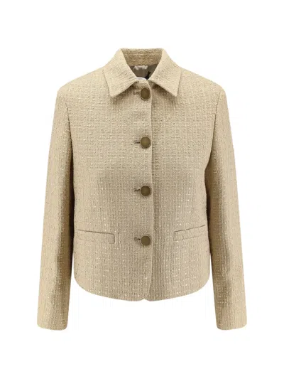 Saulina Button-fastening Tweed Jacket In Brown