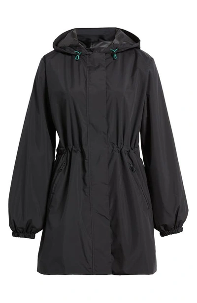 Save The Duck Fleur Water Resistant Hooded Raincoat In Black