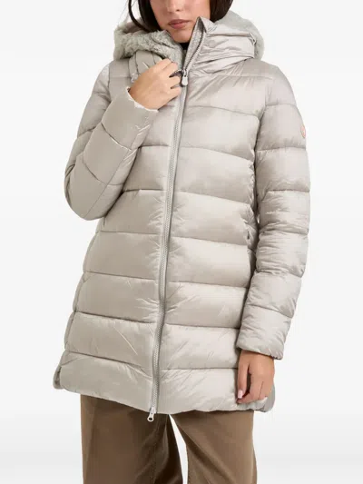 Save The Duck Matilda Quilted Hooded Parka Coat In Grey