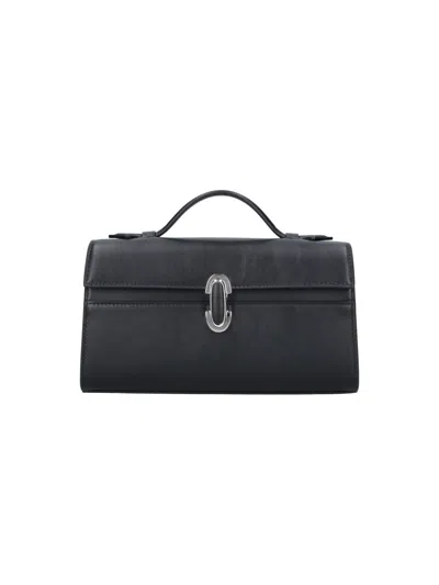 Savette Black Symmetry Twist-lock Leather Clutch