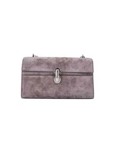 Savette Grey Symmetry Chain Detachable-strap Suede Clutch