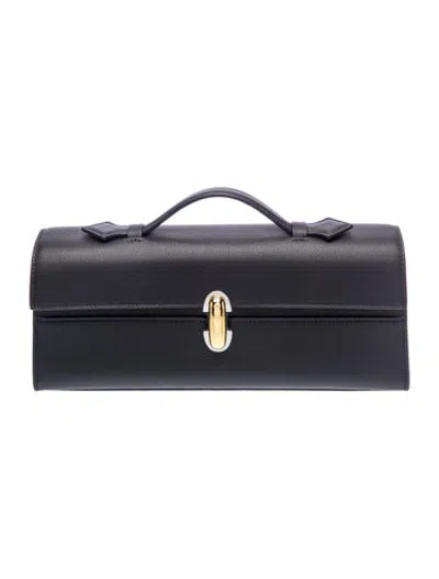 Pre-owned Savette Leather Slim Symmetry Pochette In Black