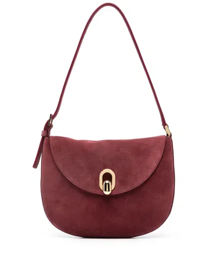 Savette Small Tondo Hobo In Suede Bag In Red