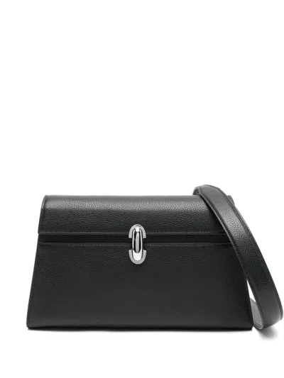 Savette Symmetry Shoulder Bag In Grained Calf Leather In Black