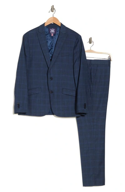 Savile Row Co Plaid Peak Lapel Suit In Navy