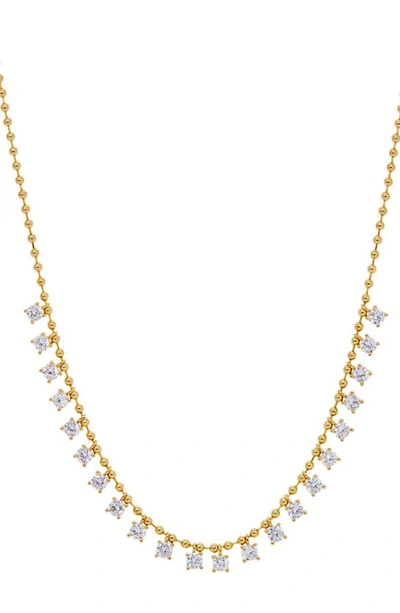 Savvy Cie Jewels 18k Gold Plate Cubic Zirconia Shaky Drop Frontal Necklace In Yellow