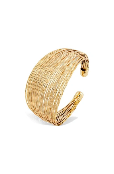 Savvy Cie Jewels 18k Gold Plate Multiband Cuff Bracelet In Yellow