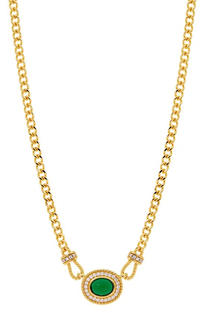 Savvy Cie Jewels 18k Gold Plate Sterling Silver Two-tone Cubic Zirconia Pendant Necklace In Yellow