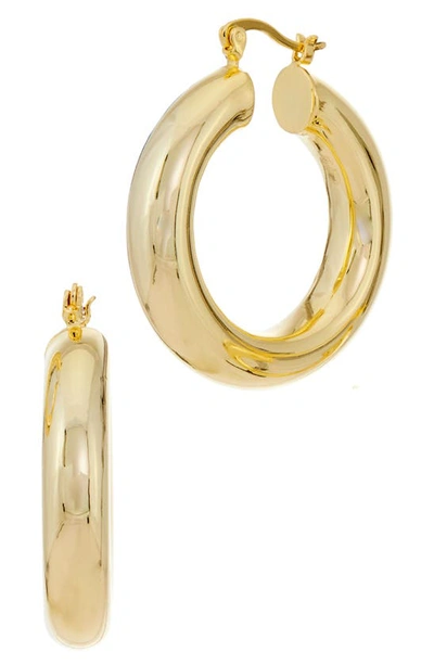 Savvy Cie Jewels 18k Gold Plate Tube Hoop Earrings In Yellow