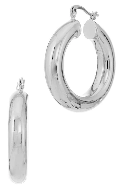 Savvy Cie Jewels 18k Gold Plate Tube Hoop Earrings In White