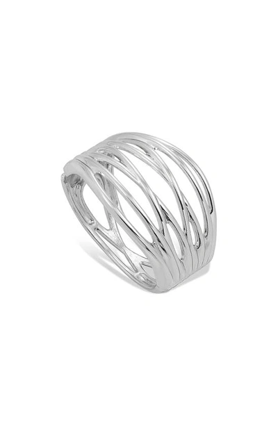 Savvy Cie Jewels 18k Gold Plated Crisscross Hinged Bangle Bracelet In White Gold