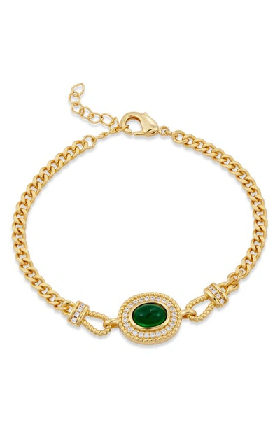 Savvy Cie Jewels Lab Created Emerald Bracelet In Yellow