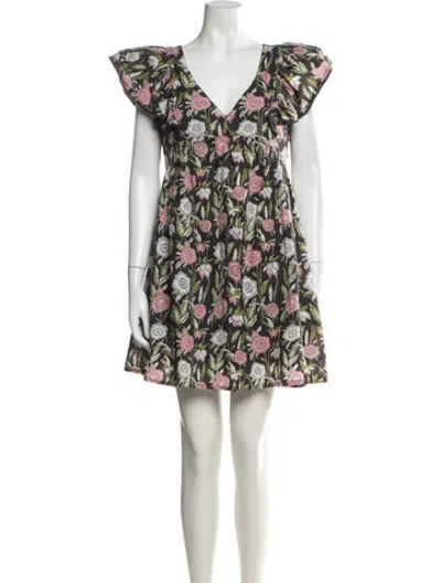 Pre-owned Saylor Floral Print Mini Dress In Grey