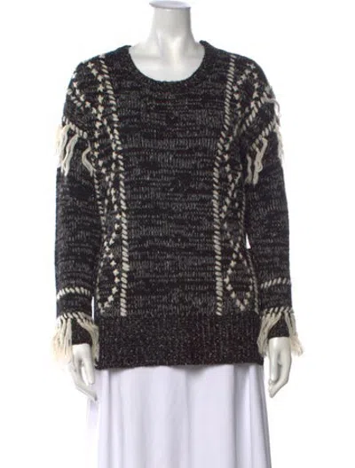 Pre-owned Saylor Patterned Crew Neck Sweater In Black