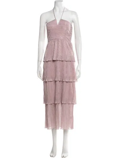 Pre-owned Saylor Patterned Midi Length Dress In Metallic/purple