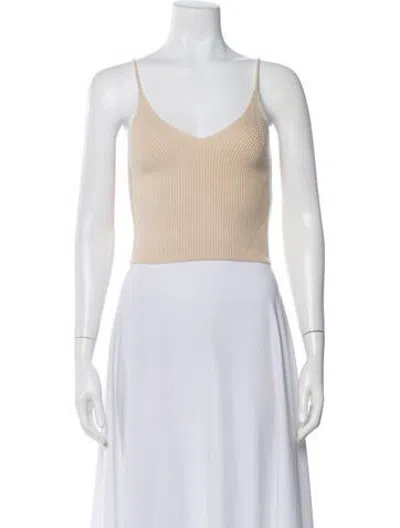 Pre-owned Scanlan Theodore Cashmere V-neck Crop Top W/ Tags In Neutrals
