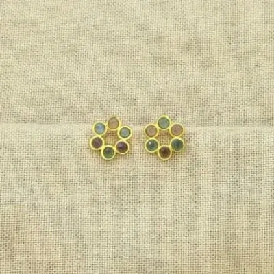 Schmuckoo Alaia Stud Rhodolite & Iolite Gold Earrings