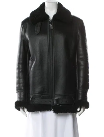 Pre-owned Schott Eel Skin Faux Fur Jacket In Black
